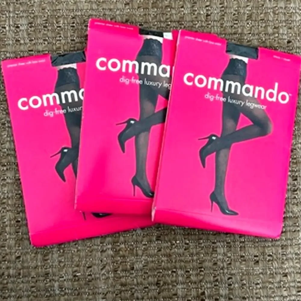 Commando Premier Sheer Lace Waist Tights Black Small New Dig-Free Hosiery